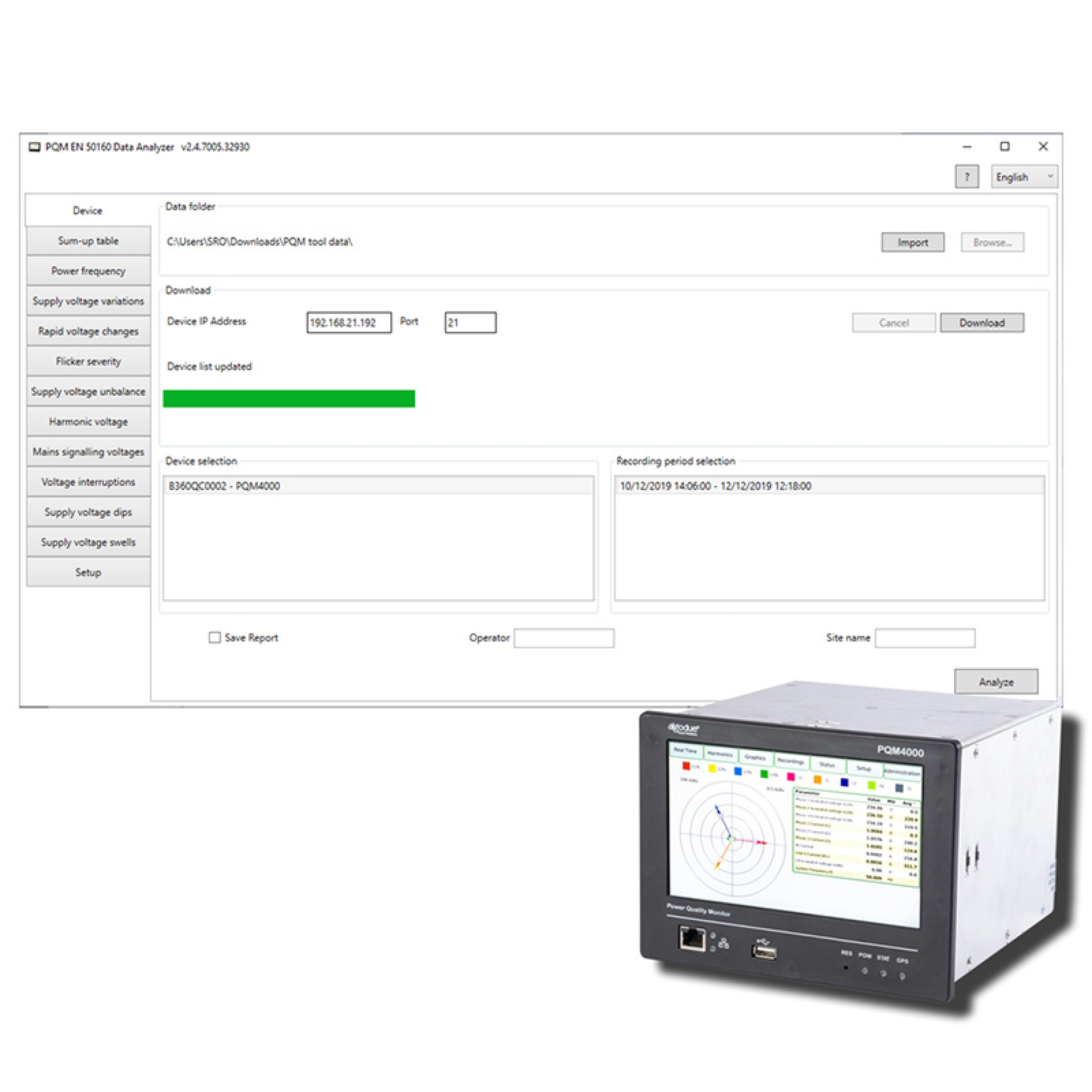 PQM Analyzer Software for Power Quality Analyzers
